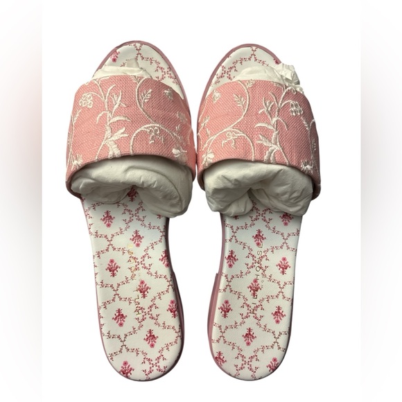 Hill House Shoes - Hill House Home The Summer Slide Pink Embroidery Size 8 (38 Italy)
